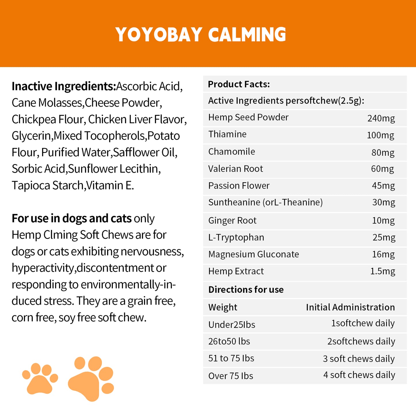 Dog Hemp Calming Chews, 60 Soft Chews