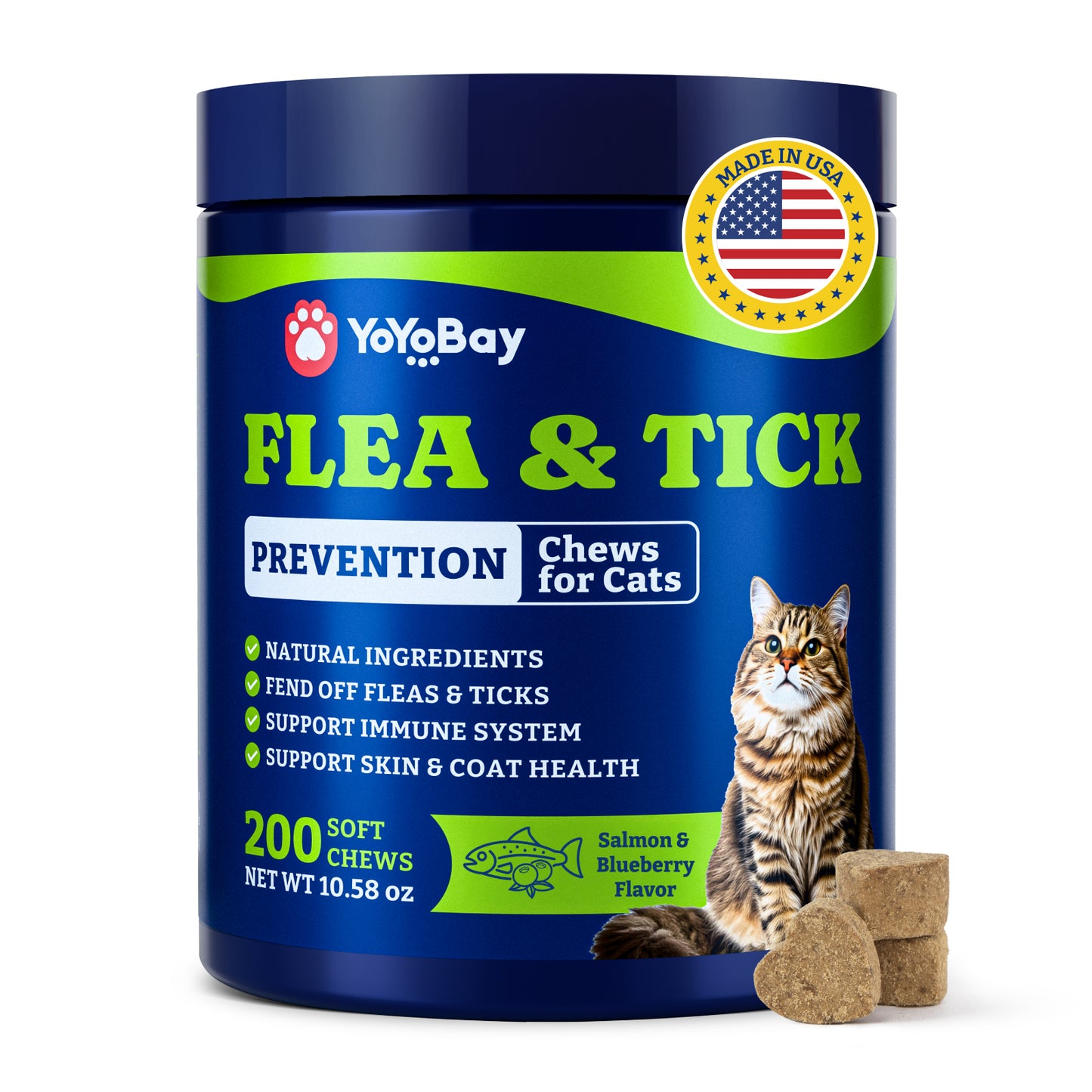 Flea and Tick Prevention for Cats - Two Flavors ,200 Soft Chews
