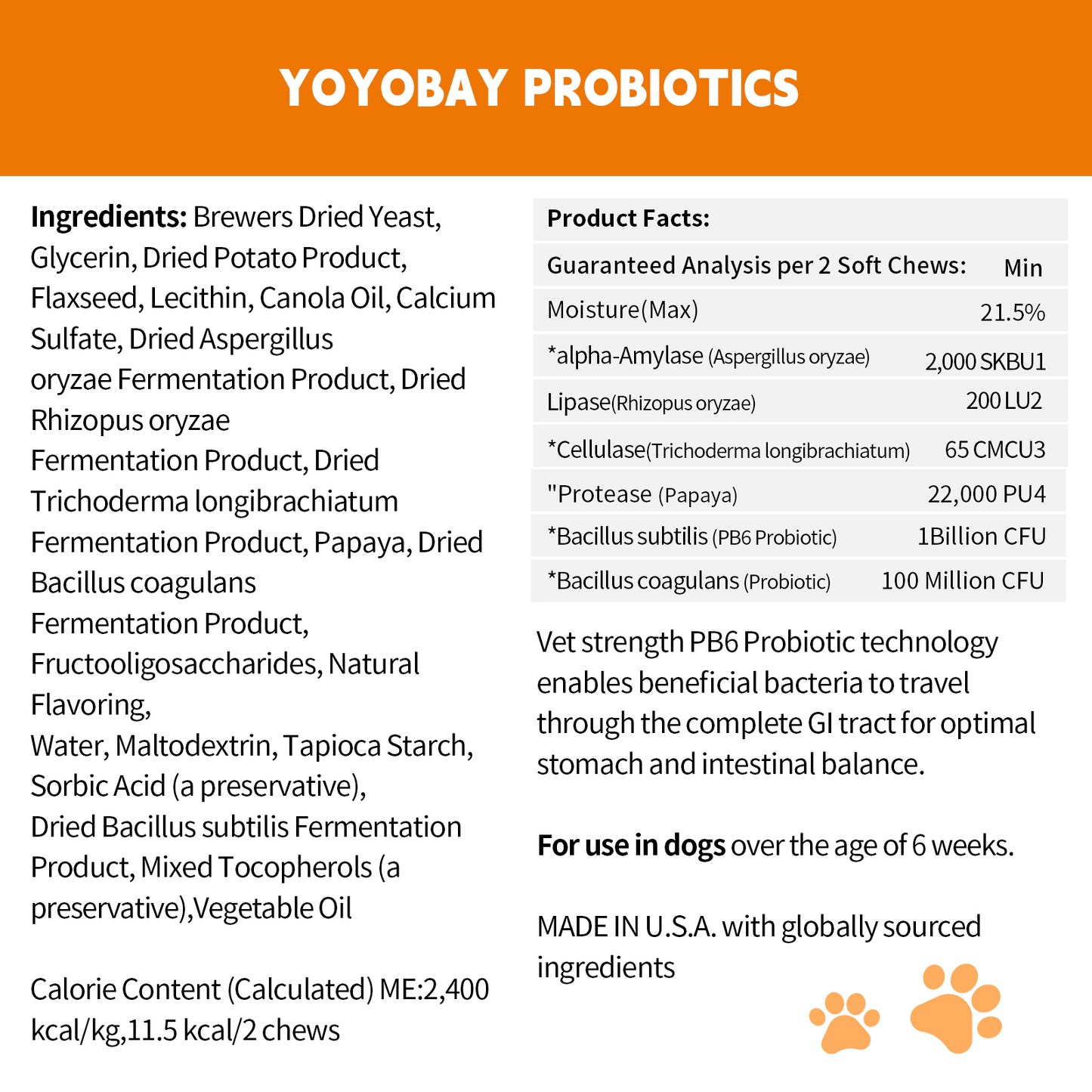 Dog Probiotics and Digestive Enzymes, 60 Soft Chews