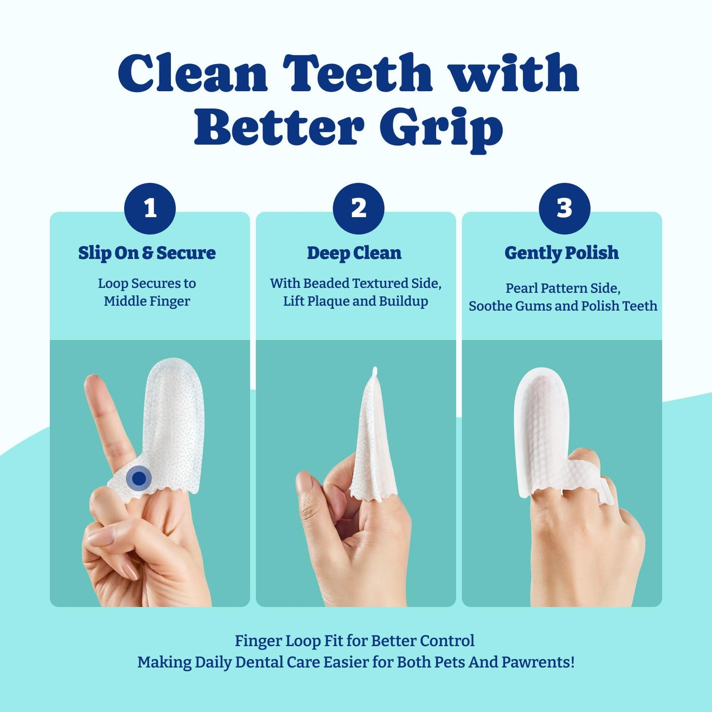 Dog Teeth Cleaning Wipes, Remove Plaque & Tartar, Freshen Breath, 50 PCS, Mint Flavor
