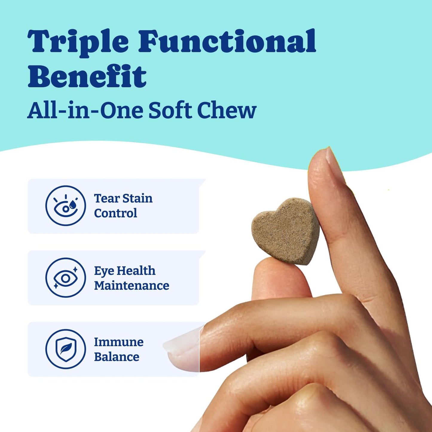 Tear Stain Support Soft Chews for Dogs – for Eye Health, Vision & Immune Support – 120 Count, Duck & Pear Flavor