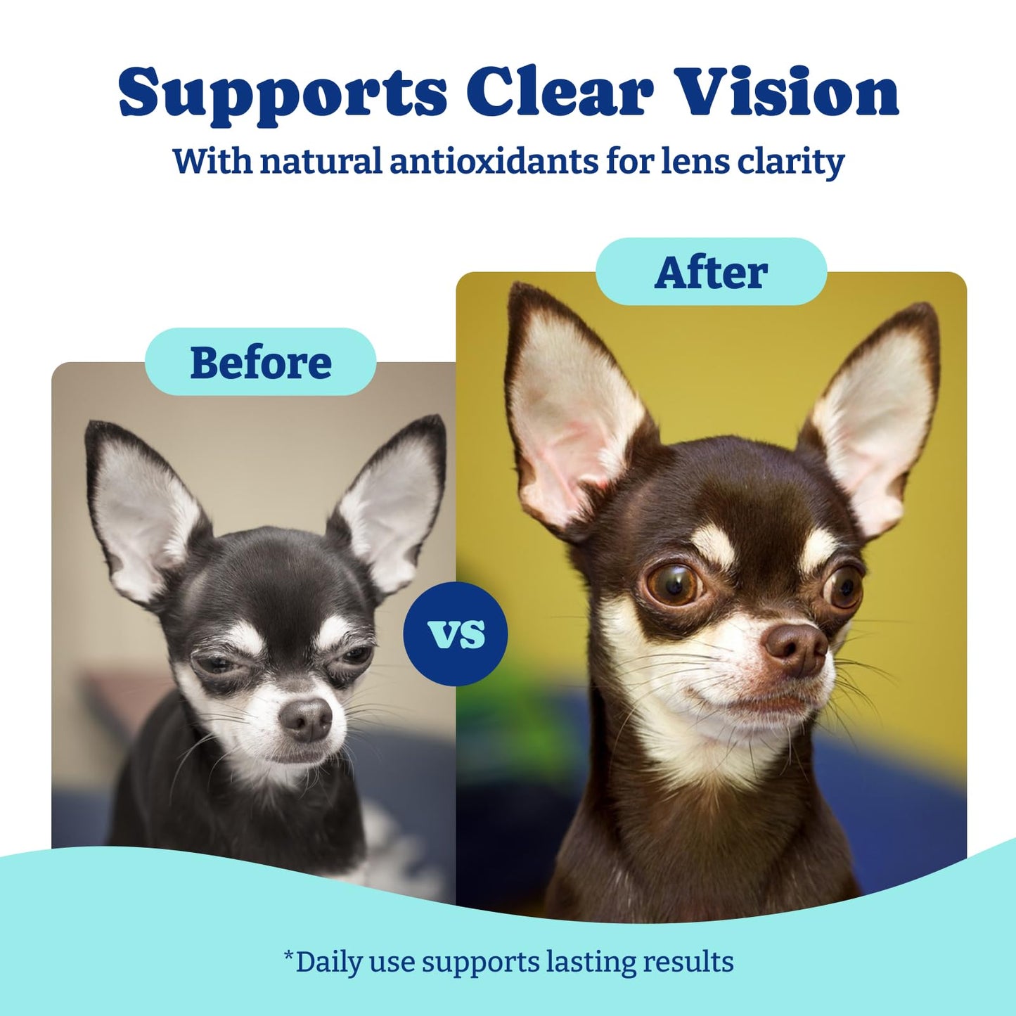 Eye Supplement for Dogs - 120 Soft Chews, Eye Vitamins for Dogs - Duck & Pear Flavor
