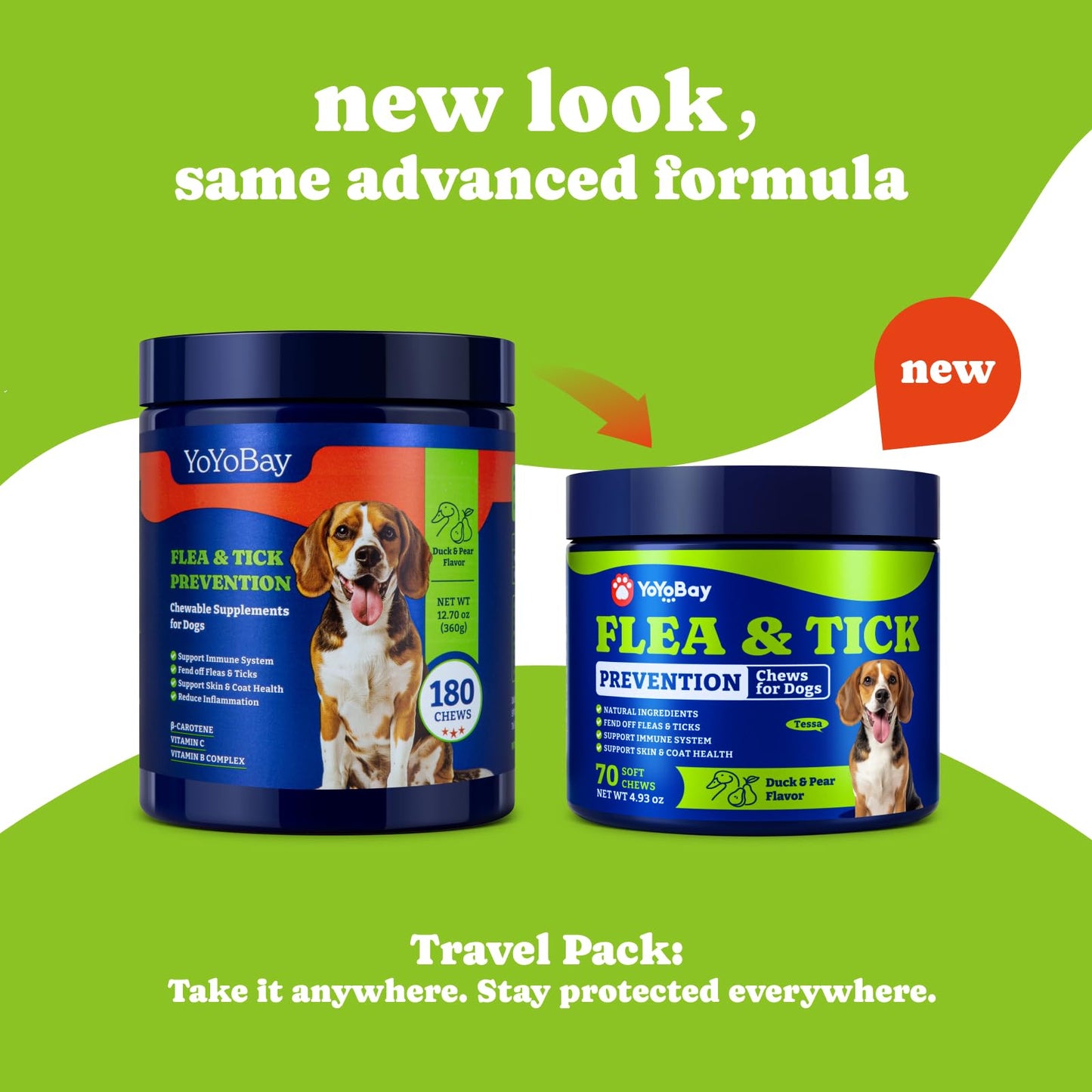 Flea and Tick Prevention for Dogs Chewable - 70 Soft Chews, Duck & Pear Flavor