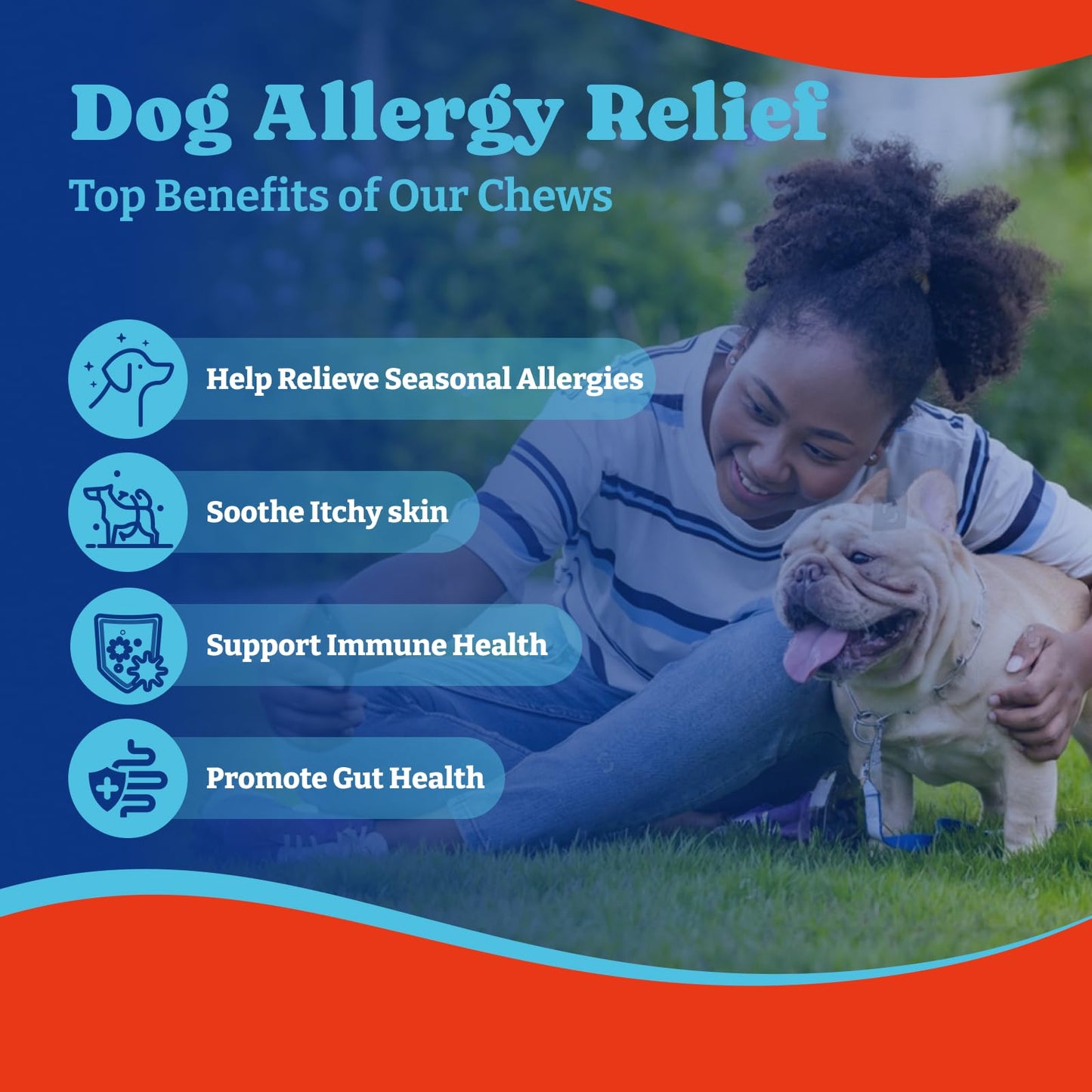 Dog Allergy Relief Chews , Immune Support & Itch Relief with Colostrum– Duck & Pear Flavor -180 Soft Chews