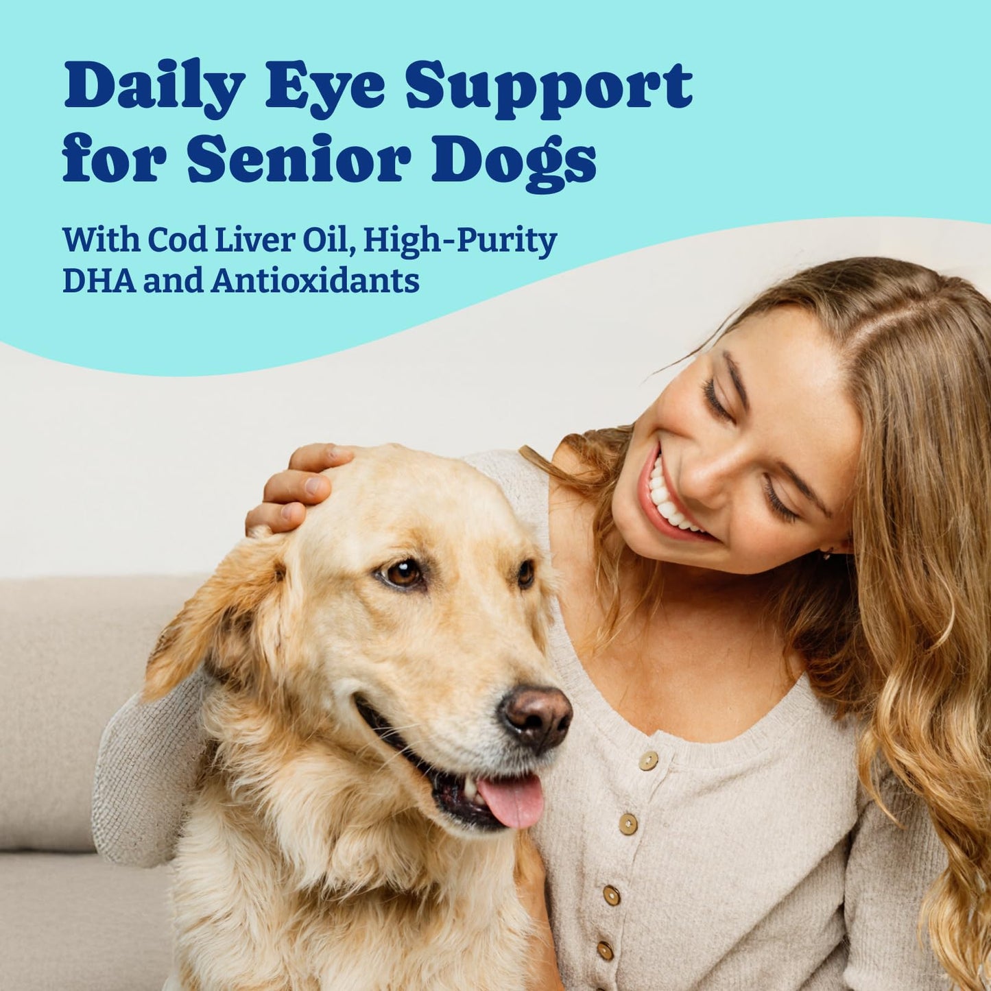Eye Supplement for Dogs - 120 Soft Chews, Eye Vitamins for Dogs - Duck & Pear Flavor