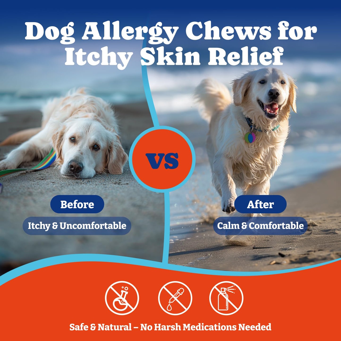 Dog Allergy Relief Chews , Immune Support & Itch Relief with Colostrum– Duck & Pear Flavor -180 Soft Chews