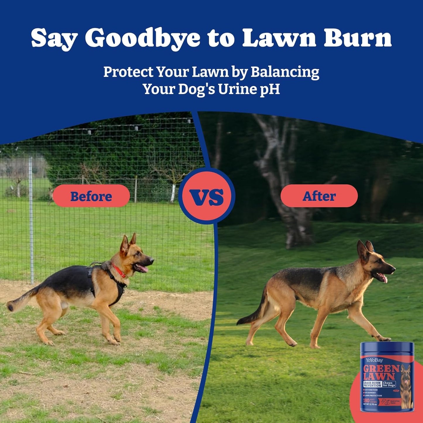 Grass Burn Spot Chews for Dogs - 180 Chews -Duck & Pear Flavor