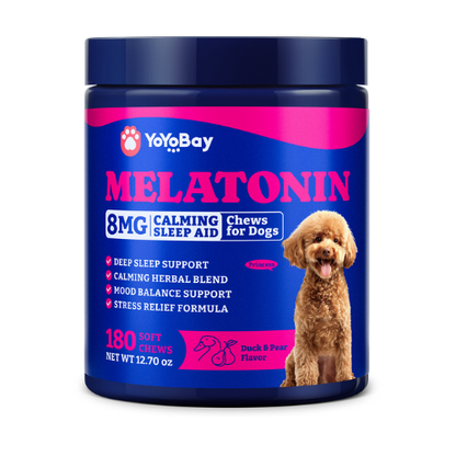 Advanced Melatonin for Dogs - 180 Dog Melatonin Calming Chews for Small and Large Dogs - Natural Herbs Dog Sleep Aid
