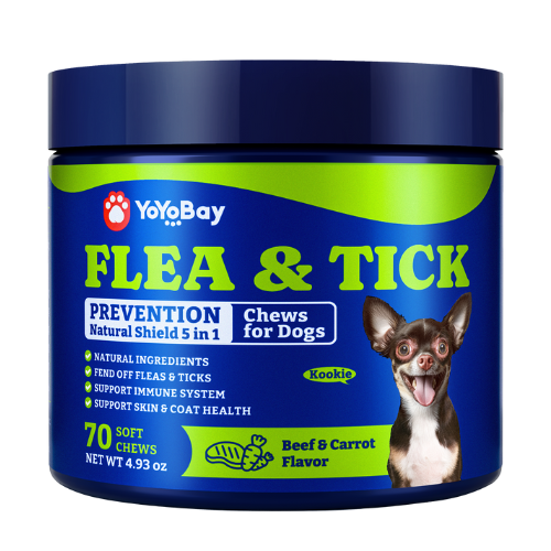 Flea & Tick Prevention for Dogs Chewables- 70 Soft Chews,Beef & Carrot Flavor