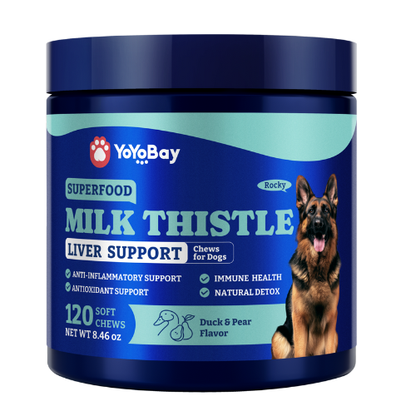 Milk Thistle Liver Support Chews for Dogs – Duck & Pear Flavor – 120 Count