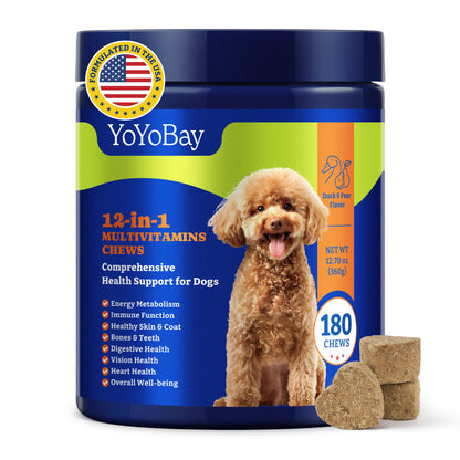 Dog Vitamins and Supplements - 180 Soft Chews, Duck & Pear Flavor