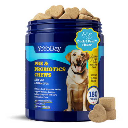 Dog Probiotics with Prebiotics & Digestive Enzymes, 180 Soft Chews, Duck & Pear Flavor