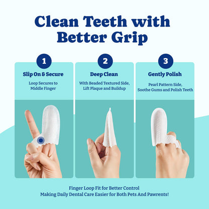 Dog Teeth Cleaning Wipes, Remove Plaque & Tartar, Freshen Breath, 50 PCS, Mint Flavor