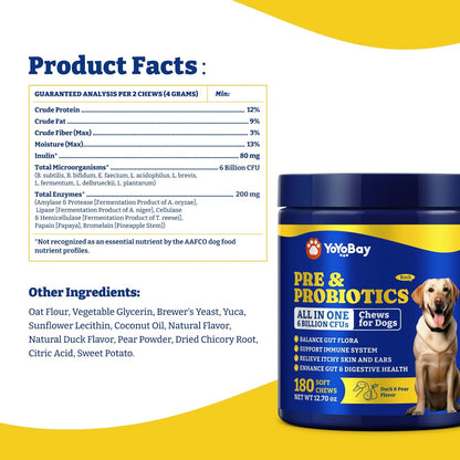 Probiotics for Dogs-Three Flavors -180 Soft Chews