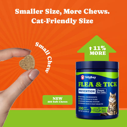 Flea and Tick Prevention for Cats -  Beef & Carroct Flavor ,200 Soft Chews