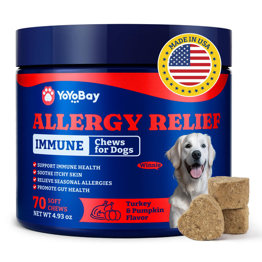 Dog Allergy Relief Chews – 70 Soft Chews, Turkey & Pumpkin Flavor