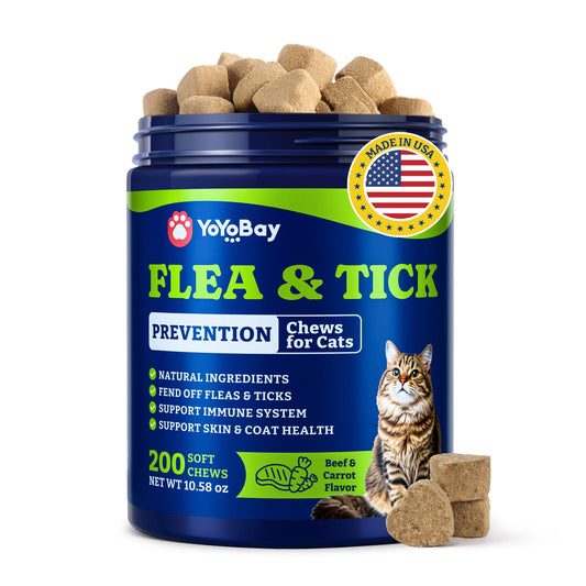 Flea and Tick Prevention for Cats -  Beef & Carroct Flavor ,200 Soft Chews