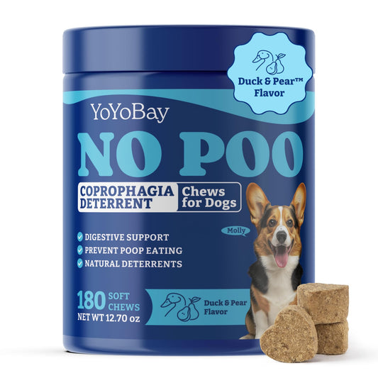 No Poo Chews for Dogs, Coprophagia Deterrent,  Digestive Health & Immune Support - 180 Soft Chews, Duck & Pear Flavor