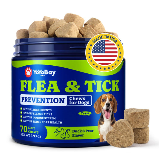 Flea and Tick Prevention for Dogs Chewable - 70 Soft Chews, Duck & Pear Flavor