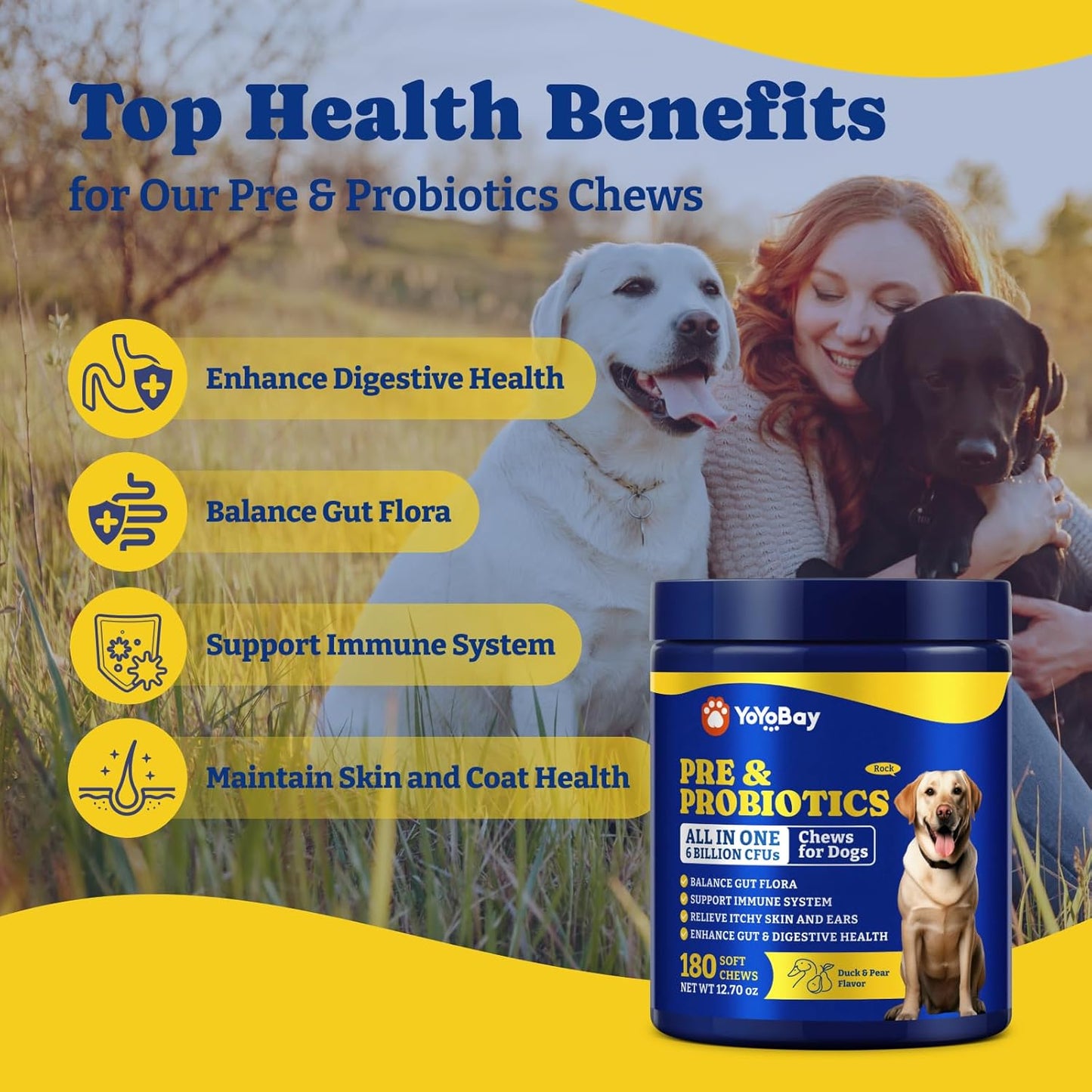 Probiotics for Dogs-Three Flavors -180 Soft Chews