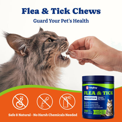 Flea and Tick Prevention for Cats -  Beef & Carroct Flavor ,200 Soft Chews