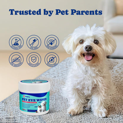 Dog Eye Wipes for Tear Stain Remover – 120 Pet ,Biodegradable, Coconut-Scented