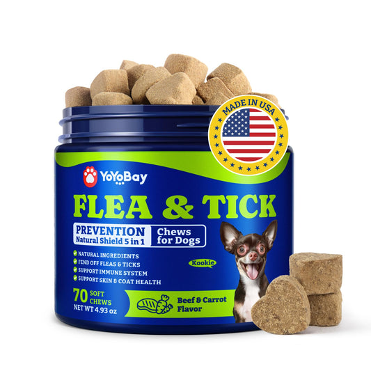 Flea & Tick Prevention for Dogs Chewables- 70 Soft Chews,Beef & Carrot Flavor