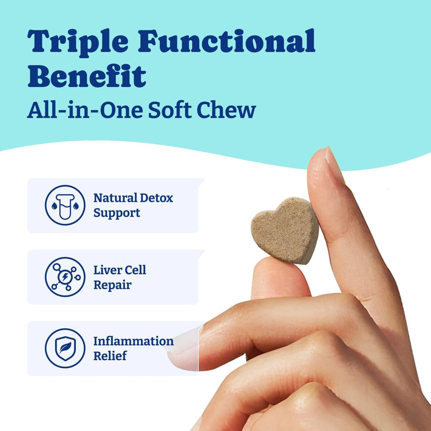 Milk Thistle Liver Support Chews for Dogs – Supports Liver Function, Antioxidant Defense & Immune Health – Duck & Pear Flavor – 120 Count