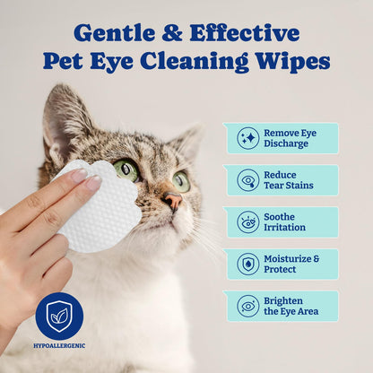 Dog Eye Wipes for Tear Stain Remover – 120 Pet ,Biodegradable, Coconut-Scented