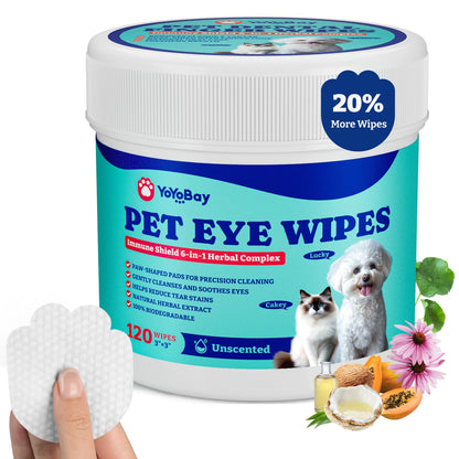 Dog Eye Wipes for Tear Stain Remover – 120 Pets, Biodegradable