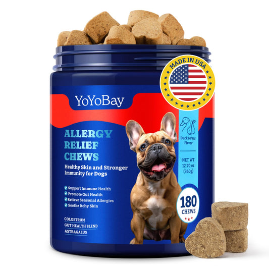 Dog Allergy Relief Chews , Immune Support & Itch Relief with Colostrum– Duck & Pear Flavor -180 Soft Chews