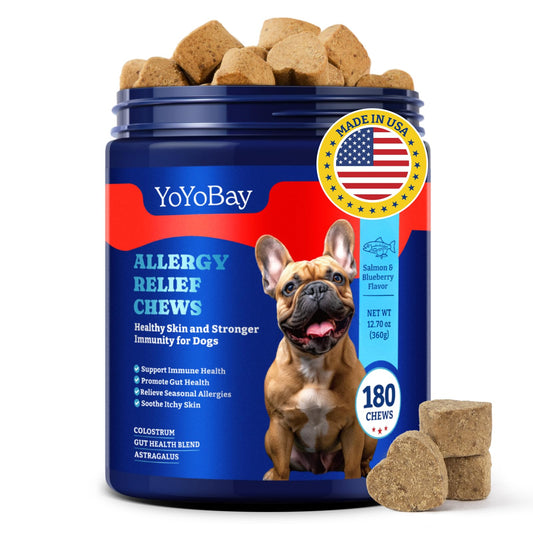 Dog Allergy Relief Chews –Salmon & Blueberry Flavor - Immune Support & Itch Relief ,180 Soft Chews