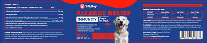 Dog Allergy Relief Chews – 70 Soft Chews, Salmon & Blueberry Flavor - Immune Support & Itch Relief with Colostrum