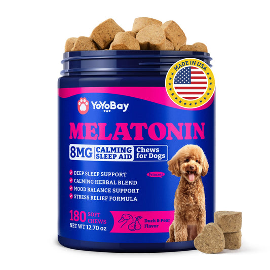 Advanced Melatonin for Dogs - 180 Dog Melatonin Calming Chews for Small and Large Dogs - Natural Herbs Dog Sleep Aid
