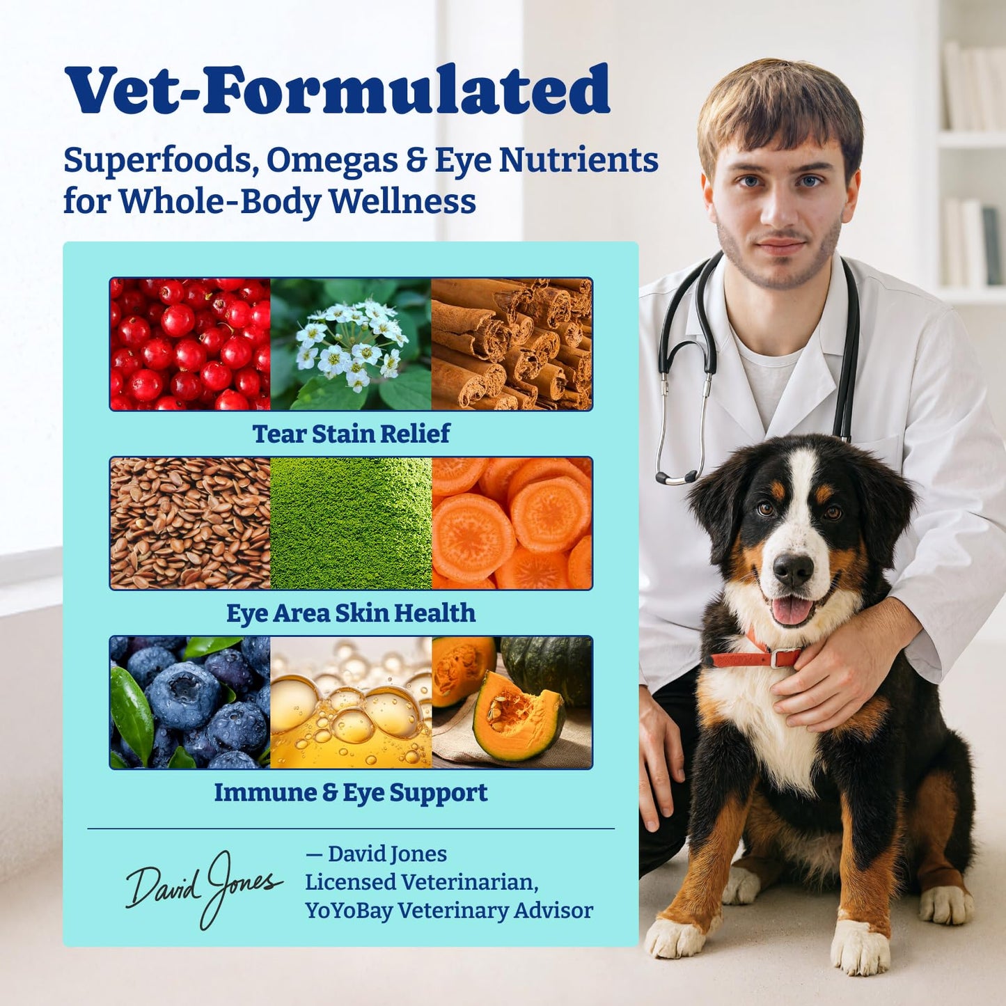 Tear Stain Support Soft Chews for Dogs – for Eye Health, Vision & Immune Support – 120 Count, Duck & Pear Flavor