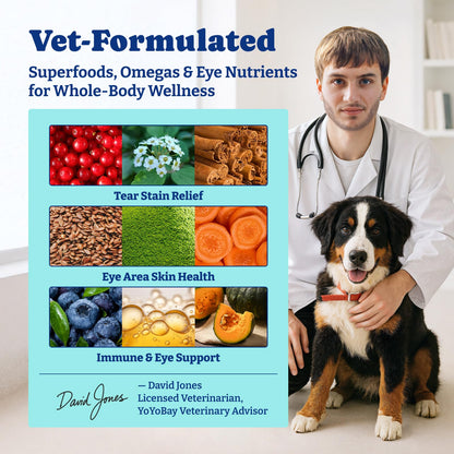 Tear Stain Support Soft Chews for Dogs – for Eye Health, Vision & Immune Support – 120 Count, Duck & Pear Flavor