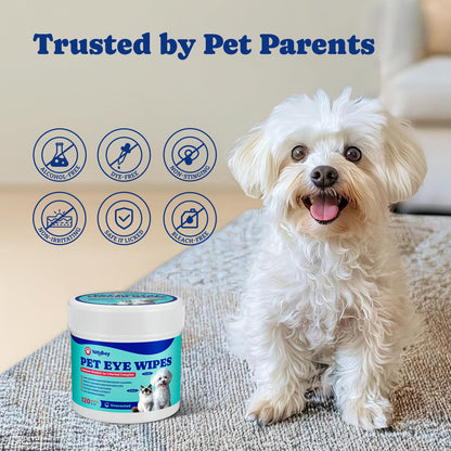 Dog Eye Wipes for Tear Stain Remover – 120 Pets, Biodegradable,Unflavored