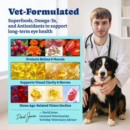Eye Supplement for Dogs - 120 Soft Chews, Eye Vitamins for Dogs - Duck & Pear Flavor