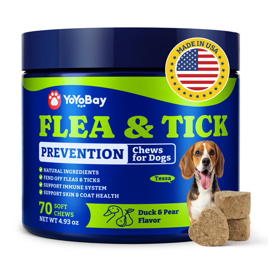 Flea and Tick Prevention for Dogs Chewable - 70 Soft Chews, Duck & Pear Flavor