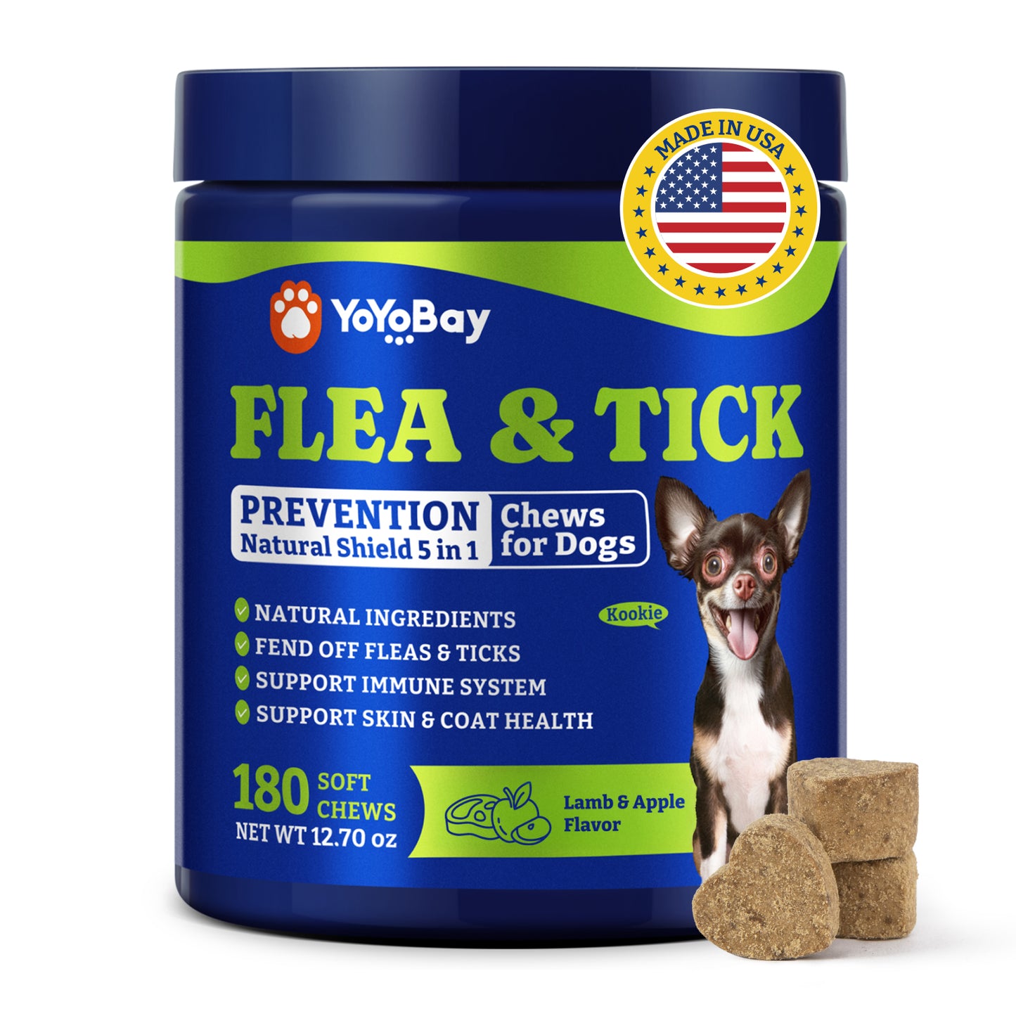 Flea & Tick Prevention for Dogs Chewables, Three Flavors, 180 Soft Chews