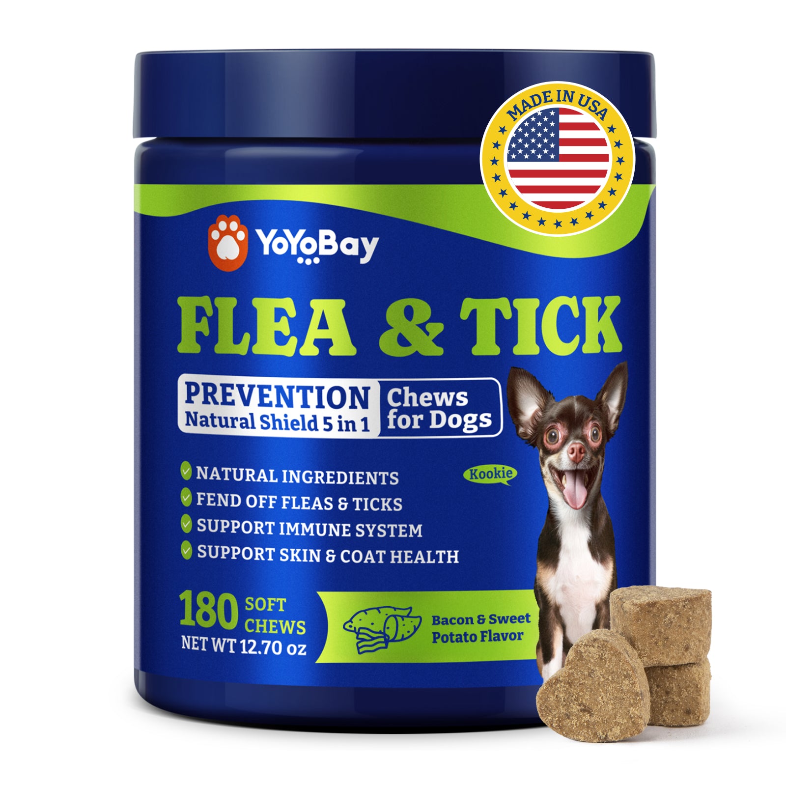 Flea & Tick Prevention for Dogs Chewables, Three Flavors, 180 Soft Che ...