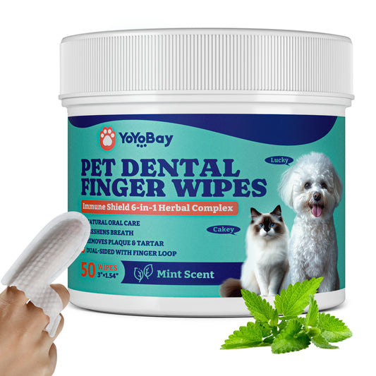 Dog Teeth Cleaning Wipes, Remove Plaque & Tartar, Freshen Breath, 50 PCS, Mint Flavor