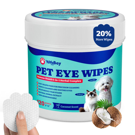Dog Eye Wipes for Tear Stain Remover – 120 Pet ,Biodegradable, Coconut-Scented