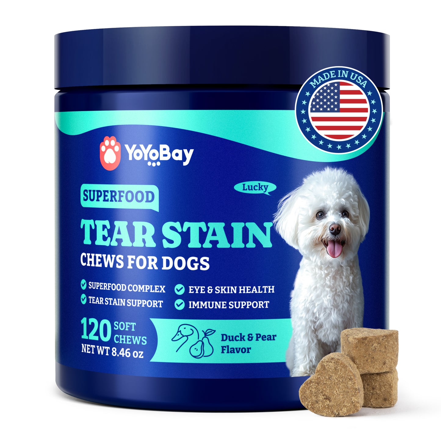 Tear Stain Support Soft Chews for Dogs 180ct, Duck & Pear Flavor
