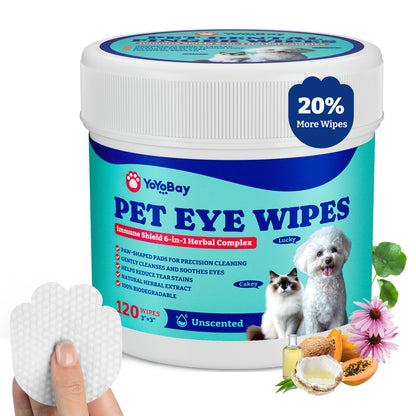Dog Eye Wipes for Tear Stain Remover – 120 Pets, Biodegradable,Unflavored
