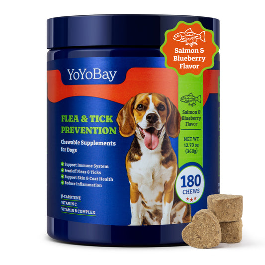 Flea and Tick Prevention for Dogs Chewable - 180 Soft Chews, Salmon & Blueberry Flavor