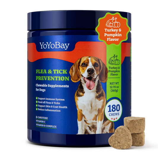Flea and Tick Prevention for Dogs Chewable - 180 Soft Chews, Turkey & Pumpkin Flavor